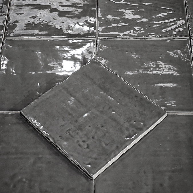 Stonehouse Studio Bramley Rustic Dark Grey Gloss Wall Tiles - 150 x 150mm