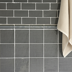 Bramley Rustic Dark Grey Gloss Wall Tiles - 150 x 150mm