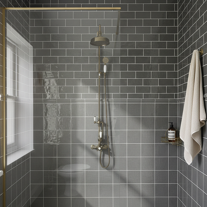 Bramley Rustic Dark Grey Gloss Wall Tiles 75 x 150mm