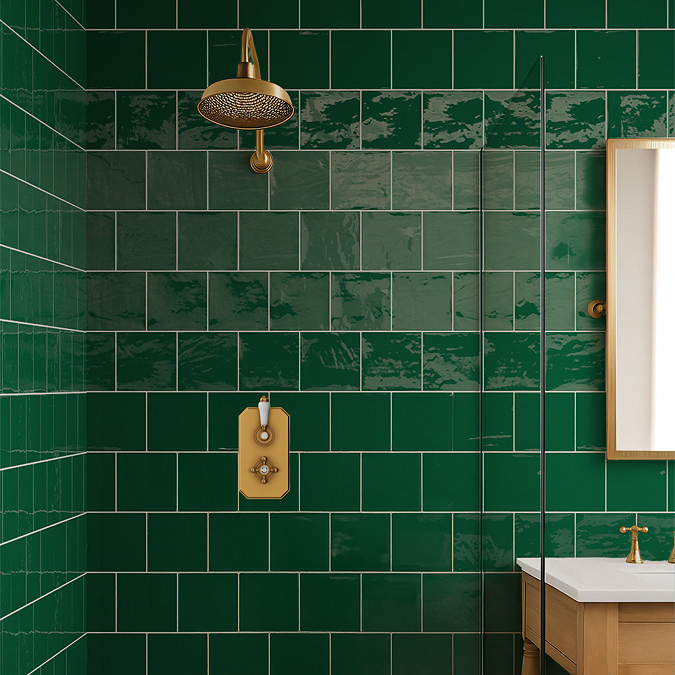 Bramley Rustic Green Gloss Wall Tiles - 150 x 150mm