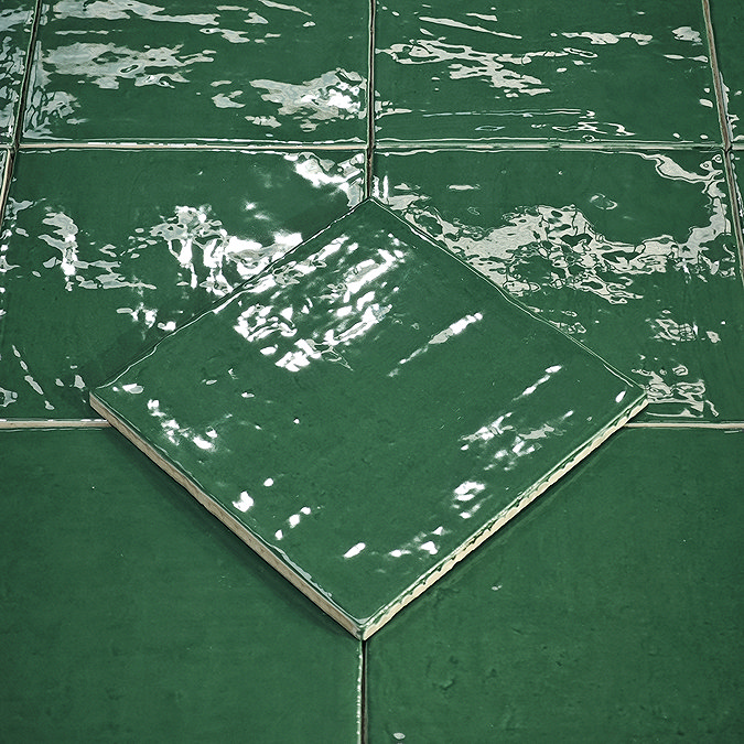 Stonehouse Studio Bramley Rustic Green Gloss Wall Tiles - 150 x 150mm