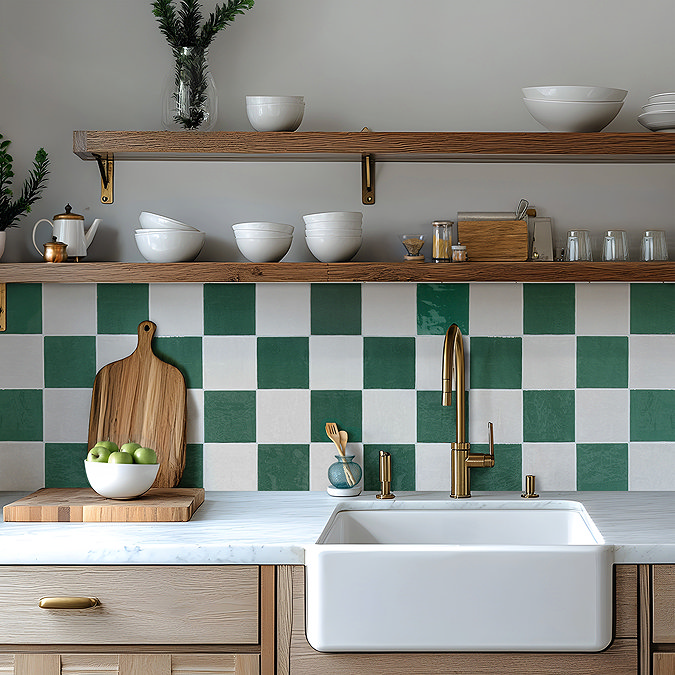 Bramley Rustic Green Gloss Wall Tiles - 150 x 150mm