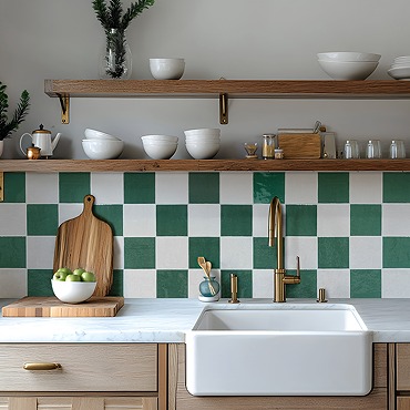 Bramley Rustic Green Gloss Wall Tiles - 150 x 150mm