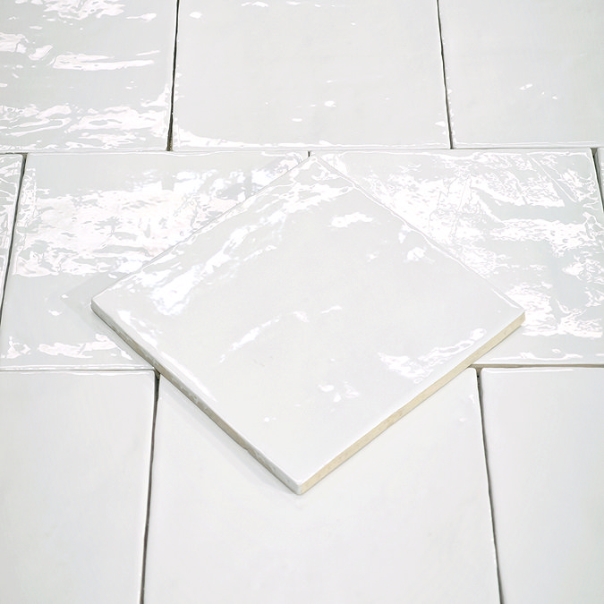 Stonehouse Studio Bramley Rustic White Gloss Wall Tiles - 150 x 150mm