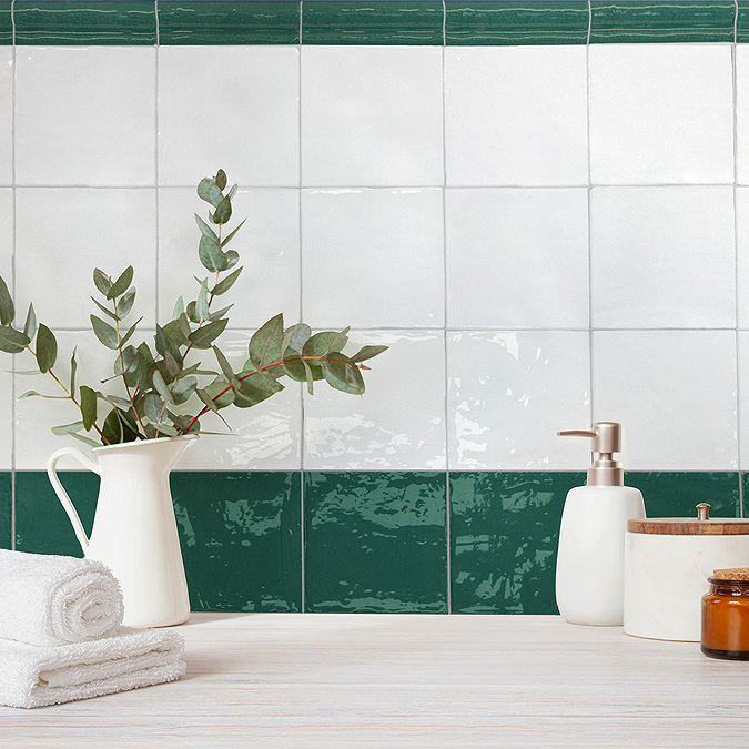 Stonehouse Studio Bramley Rustic White Gloss Wall Tiles - 150 x 150mm