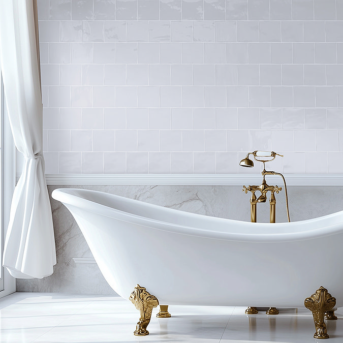 Bramley Rustic White Gloss Wall Tiles - 150 x 150mm
