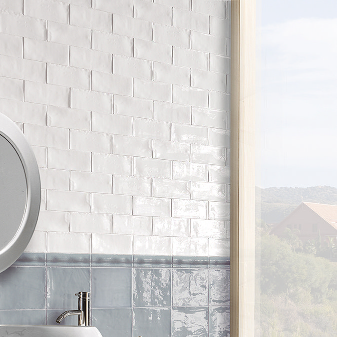Bramley Rustic White Gloss Wall Tiles - 75 x 150mm