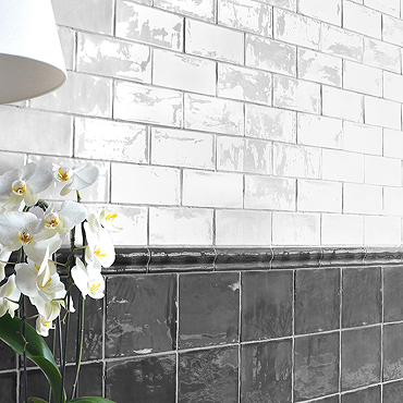 Bramley Rustic White Gloss Wall Tiles - 75 x 150mm