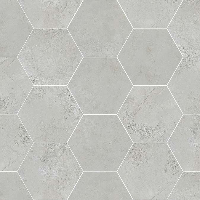 Brandon Hexagon Grey Concrete Effect Tiles - 210 x 250mm