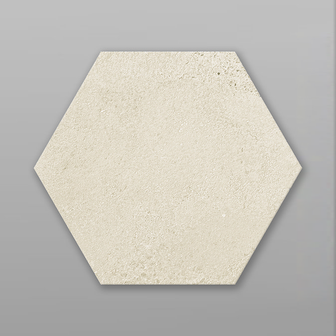 Brandon Hexagon Ivory Concrete Effect Tiles - 210 x 250mm