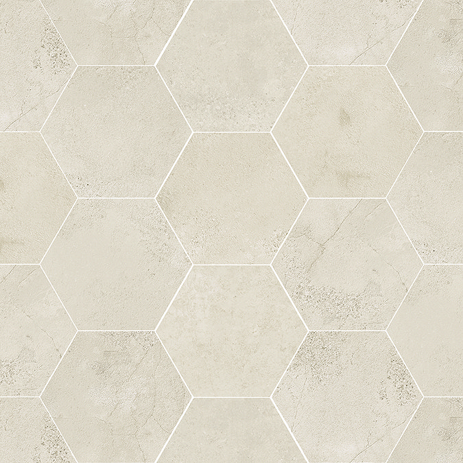 Brandon Hexagon Ivory Concrete Effect Tiles - 210 x 250mm