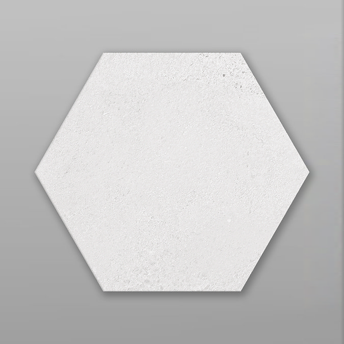 Brandon Hexagon White Concrete Effect Tiles - 210 x 250mm