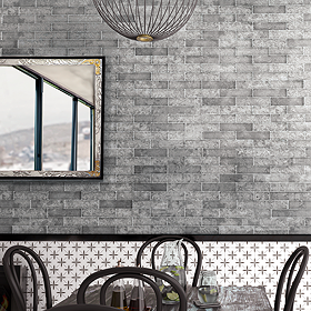 Branford Grey Rustic Stone Effect Tiles - 75 x 280mm