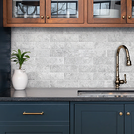 Branford White Rustic Brick Effect Tiles - 75 x 280mm