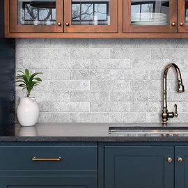 Branford White Rustic Brick Effect Tiles - 75 x 280mm