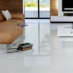 Bright White Porcelain Floor Tile - 600 x 600mm Large Image