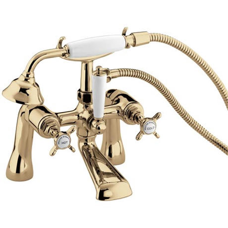 Bristan 1901 Pillar Bath Shower Mixer - Gold Plated - N-BSM-G Large Image