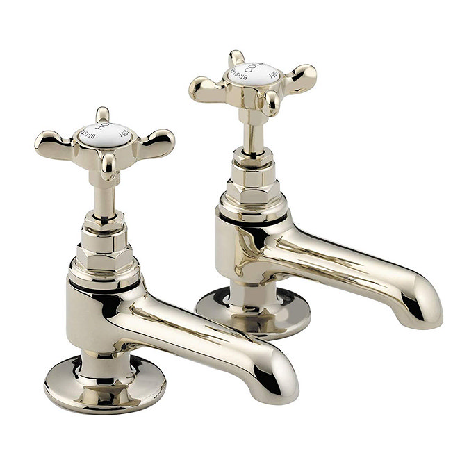 Bristan 1901 Traditional Basin Pillar Taps - Gold Plated - N-1/2-G-CD Large Image