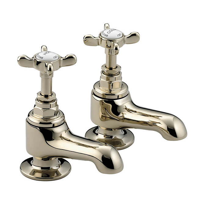 Bristan 1901 Traditional Bath Pillar Taps - Gold Plated - N-3/4-G-CD Large Image