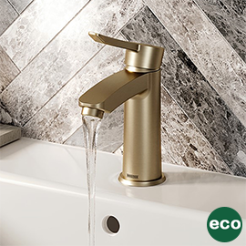 Bristan Apelo Eco Start Basin Mixer with Clicker Waste - Brushed Brass