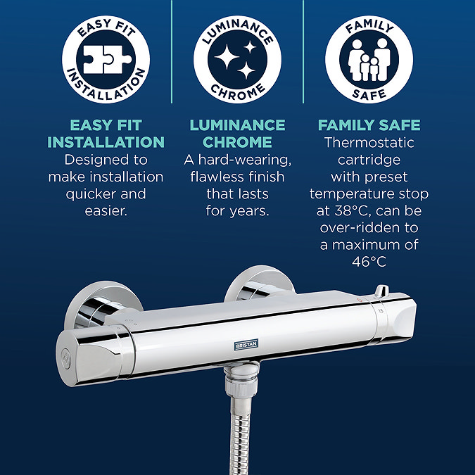 Bristan Artisan Thermostatic Surface Mounted Bar Shower Valve & Fast Fit Connections - AR2-SHXVOFF-C
