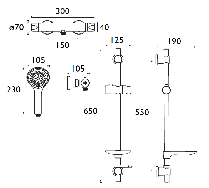Bristan Artisan Thermostatic Surface Mounted Bar Shower Valve with Adjustable Riser