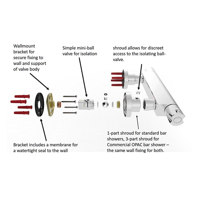 Bristan Claret Thermostatic Exposed Bar Shower with Rigid Riser - CLR-SHXDIVFF-C  Standard Large Image