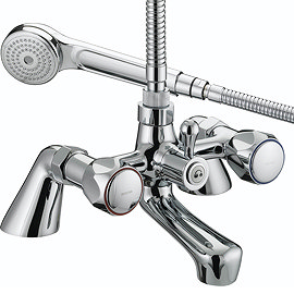 Bristan - Club Pillar Bath Shower Mixer - Chrome with Metal Heads - VAC-PBSM-C-MT Large Image