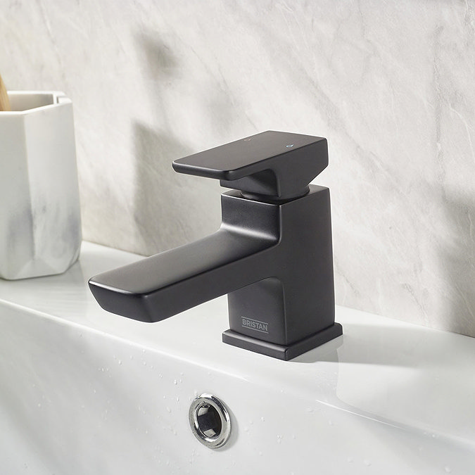 Bristan Cobalt Black Mono Basin Mixer with Clicker Waste  In Bathroom Large Image