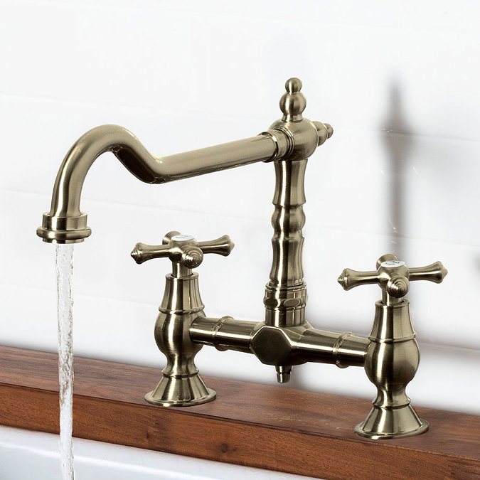 Bristan - Colonial Bridge Kitchen Sink Mixer - Antique Bronze - K-BRSNK-ABRZ  Profile Large Image