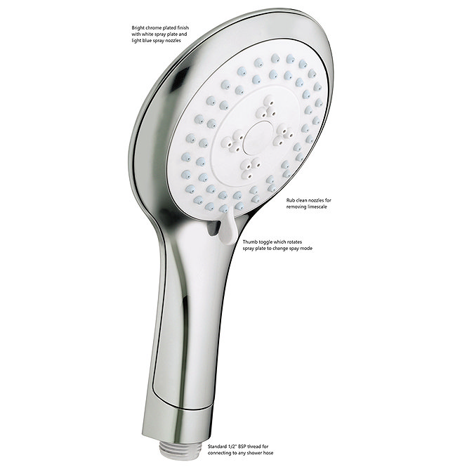 Bristan EVO Large Multi Function Rub Clean Handset - Chrome - EVC-HAND04-C Profile Large Image