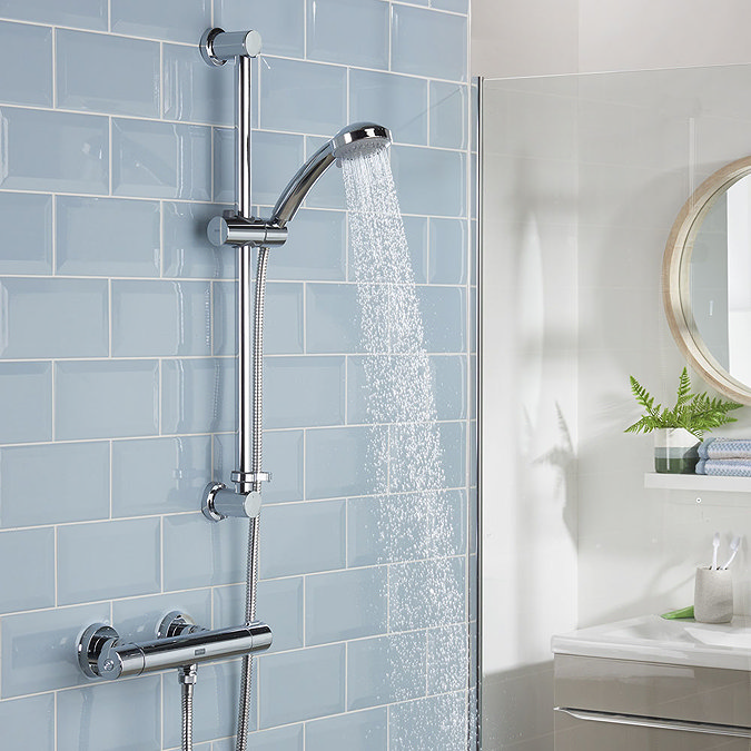 Bristan Frenzy Cool Touch Thermostatic Bar Valve Inc. Riser + Multifunction Handset (FZ-SHXVOCTFF-C)  In Bathroom Large Image