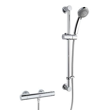 Bristan Frenzy Cool Touch Thermostatic Bar Valve Inc. Riser + Multifunction Handset (FZ-SHXVOCTFF-C)  In Bathroom Large Image