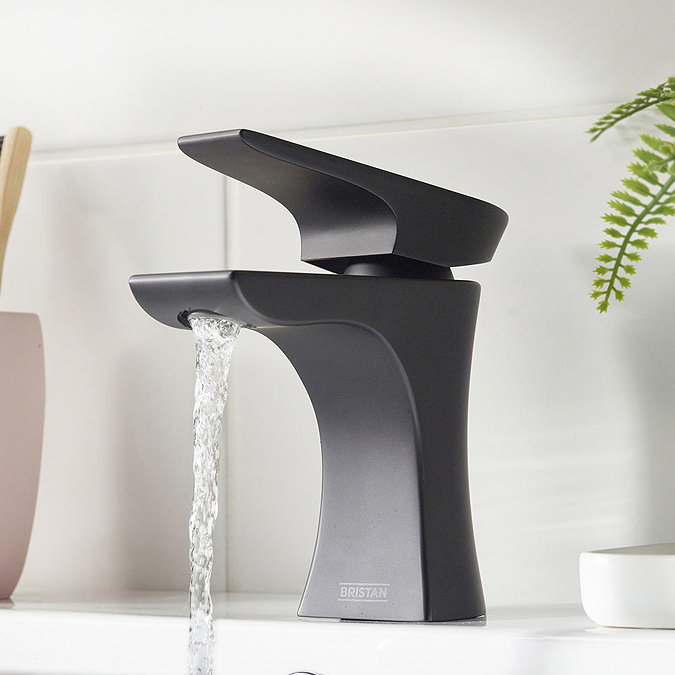 Bristan Hourglass Black Mono Basin Mixer with Clicker Waste Feature Large Image