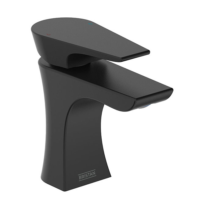 Bristan Hourglass Black Mono Basin Mixer with Clicker Waste Large Image
