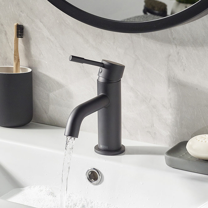 Bristan Mila Black Mono Basin Mixer with Clicker Waste  Standard Large Image