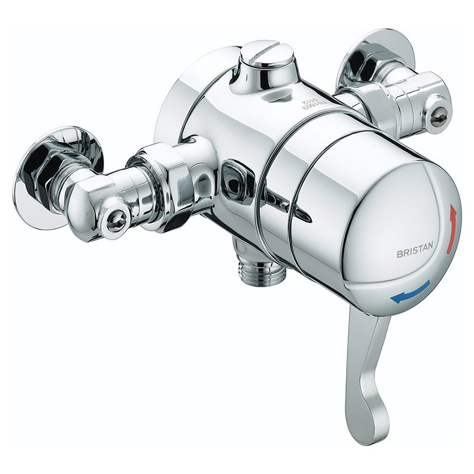 Bristan - Opac Thermostatic Exposed Shower Valve with Chrome Lever & Isolation Elbows - OP-TS1503-IS