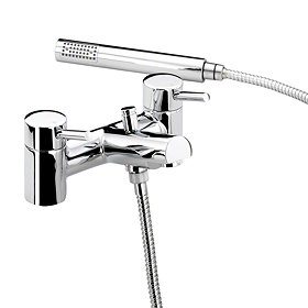 Bristan - Prism Contemporary Pillar Bath Shower Mixer - Chrome - PM-BSM-C Large Image