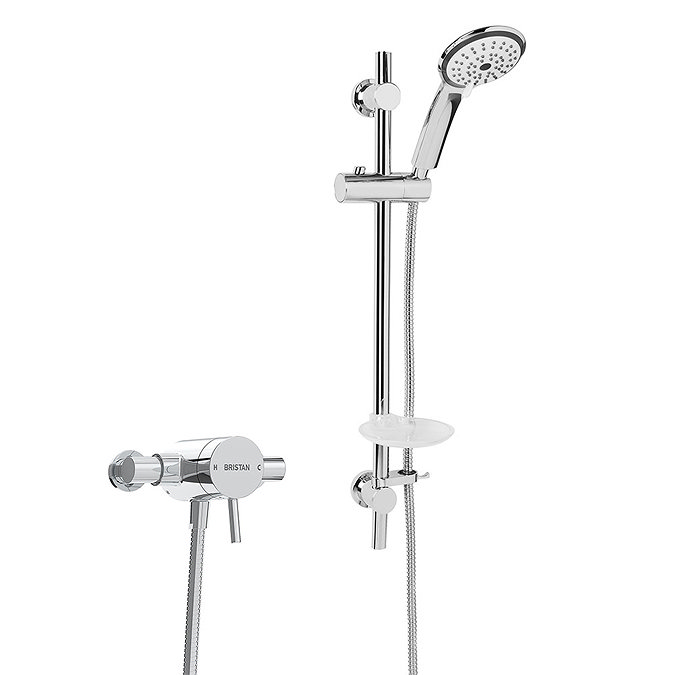 Bristan Prism Thermostatic Exposed Single Control Shower Valve with Adjustable Riser Kit - PM2-SQSHX