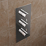 Bristan - Prism Thermostatic Recessed Dual Control Three Handle Shower Valve with Integral Twin Stopcocks - PM2-SHC3STP-C  Profile Large Image