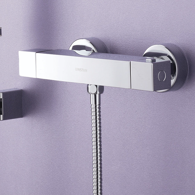 Bristan Quadrato Thermostatic Bar Shower Valve inc. Rigid Riser + Fast Fit Kit Profile Large Image