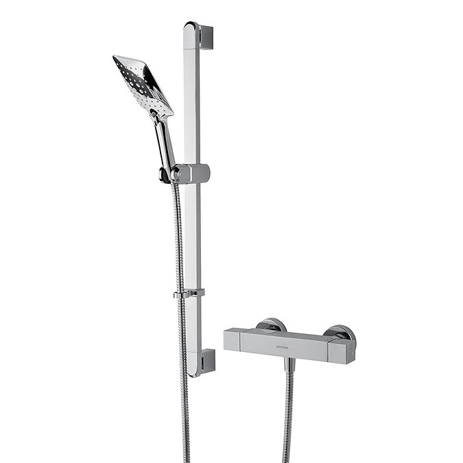 Bristan Quadrato Thermostatic Bar Shower Valve inc. Rigid Riser + Fast Fit Kit Large Image