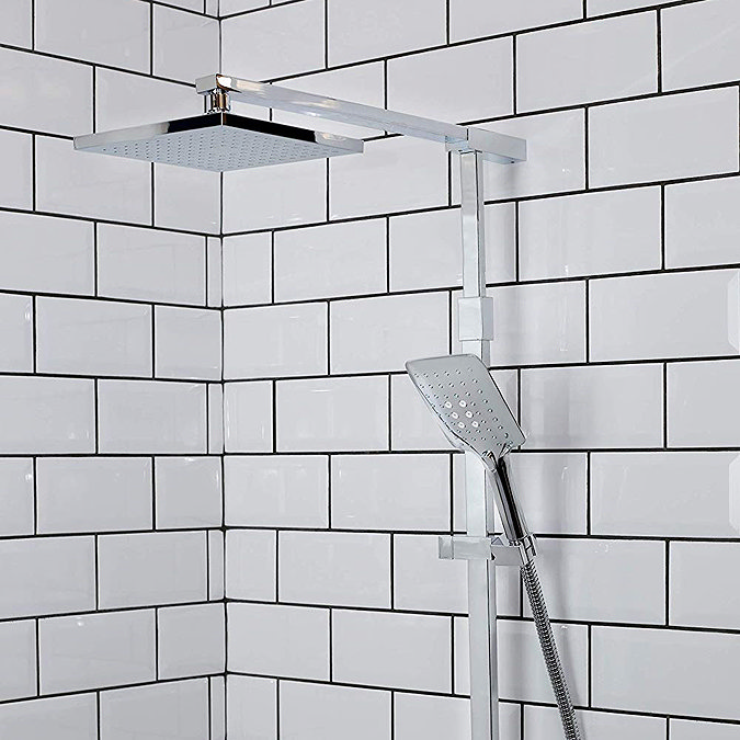 Bristan Quadrato Thermostatic Bar Shower Valve with Rigid Riser + Fast Fit Kit  In Bathroom Large Im