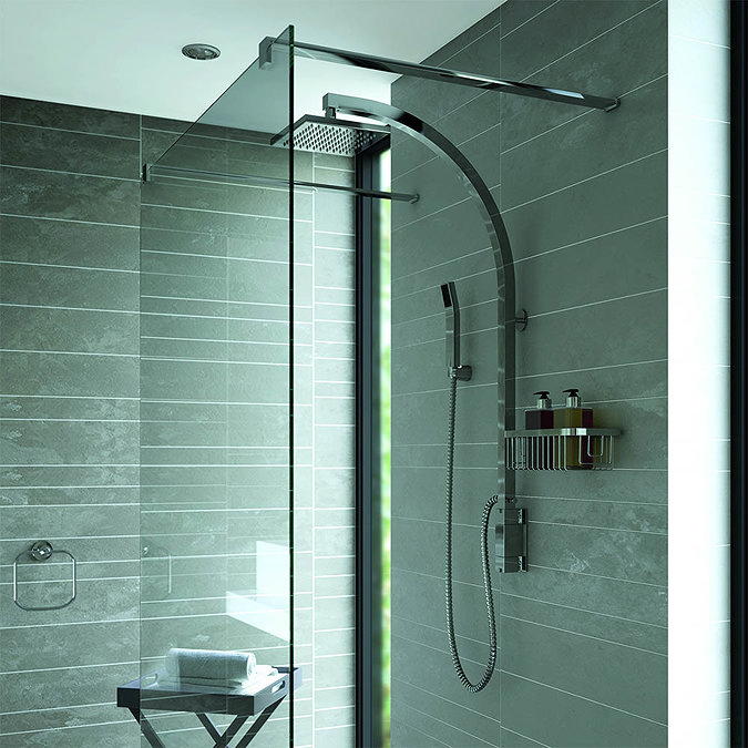 Bristan - Qube Thermostatic Inline Vertical Shower Pole w/ Integral Diverter to Handset  Feature Large Image