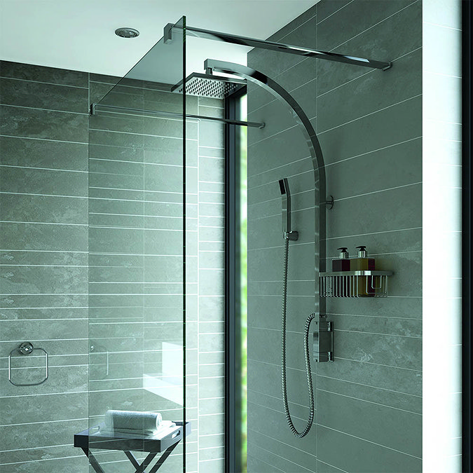 Bristan - Qube Thermostatic Inline Vertical Shower Pole w/ Integral Diverter to Handset Feature Large Image
