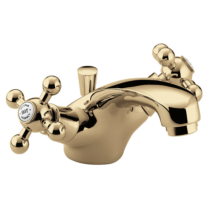 Bristan - Regency Mono Basin Mixer w/ Pop Up Waste - Gold Plated - R-BAS-G Large Image