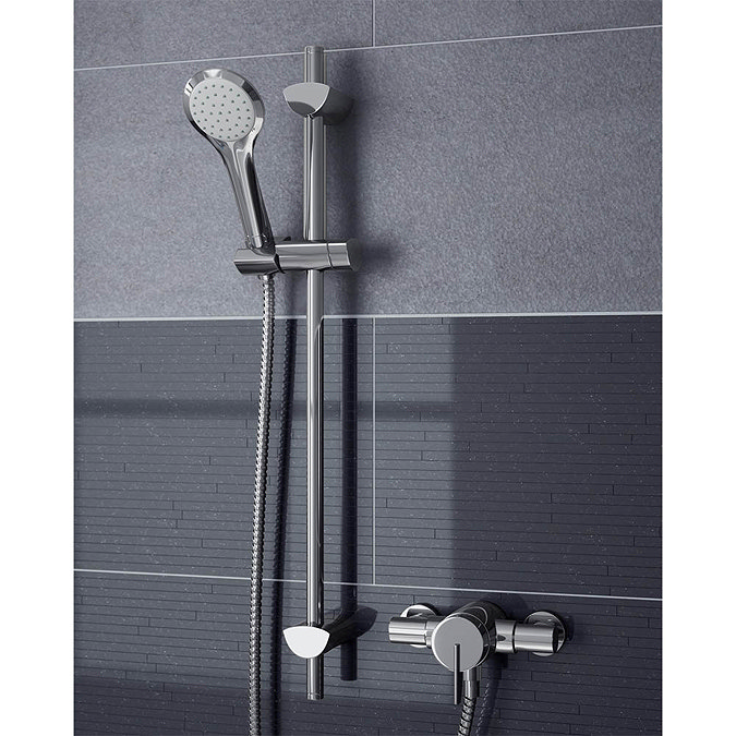 Bristan Sonique2 Exposed Thermostatic Surface Mounted Shower Valve with Adjustable Riser Feature Large Image