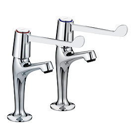Bristan - Value Lever High Neck Pillar Taps with 6" Levers - VAL-HNK-C-6-CD Large Image