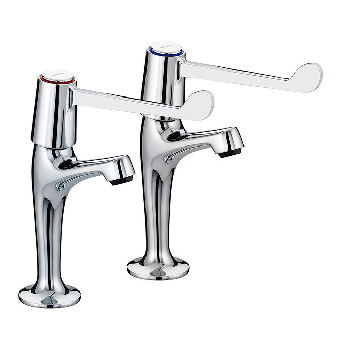 Bristan - Value Lever High Neck Pillar Taps with 6" Levers - VAL-HNK-C-6-CD Large Image