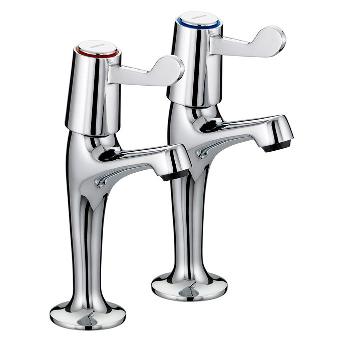 Bristan - Value Lever High Neck Pillar Taps with 3" Levers - VAL-HNK-C-CD Large Image